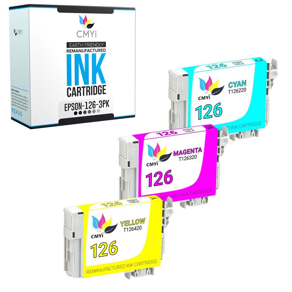 CMYi 3X Replacement 126 Color Ink Cartridges for Epson Workforce 435 545 630 635