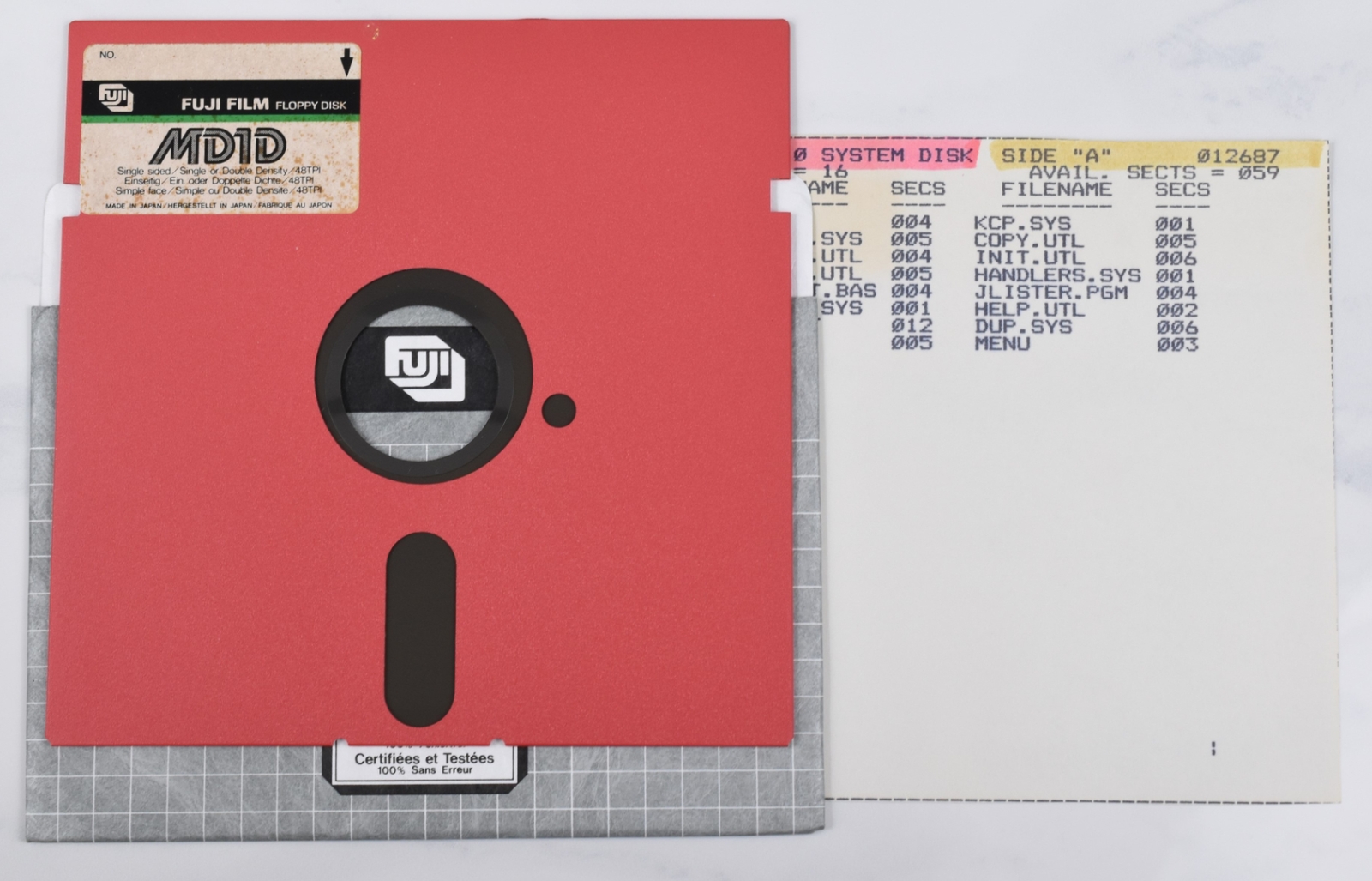 Vintage Fuji Computer Floppy Disk - Rare, Atari, Untested, As-Is (DOS 3.0)