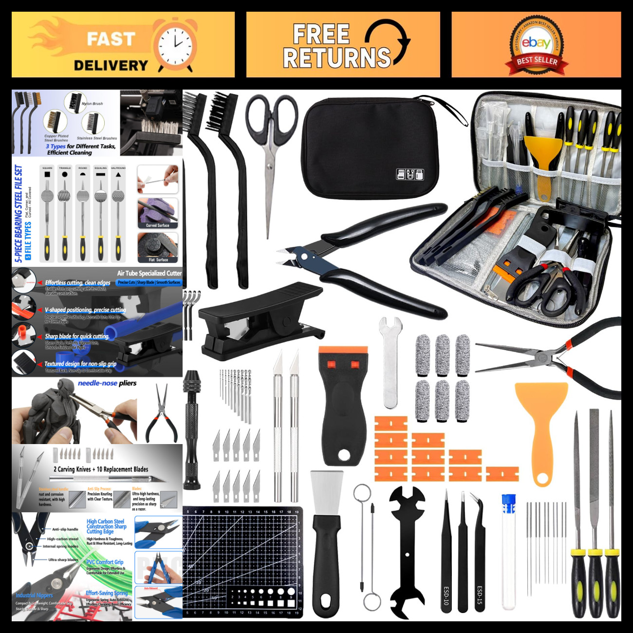 82 Pcs 3D Printer Tool Kit with Case - Compatible with Bambu, Creality, Anycubic