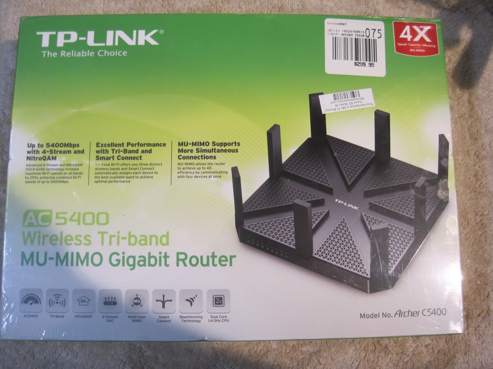 TP-LINK AC5400 Aecher  Wireless Mu-Mimo Gigabit Router - Black