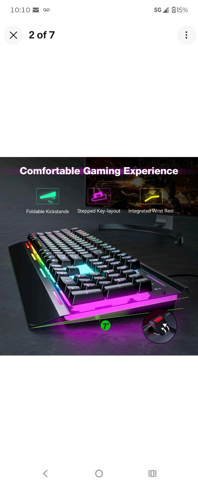 Gaming Keyboard, USB Wired Computer Keyboard, 15-Zone RGB Illumination, IP32 ...