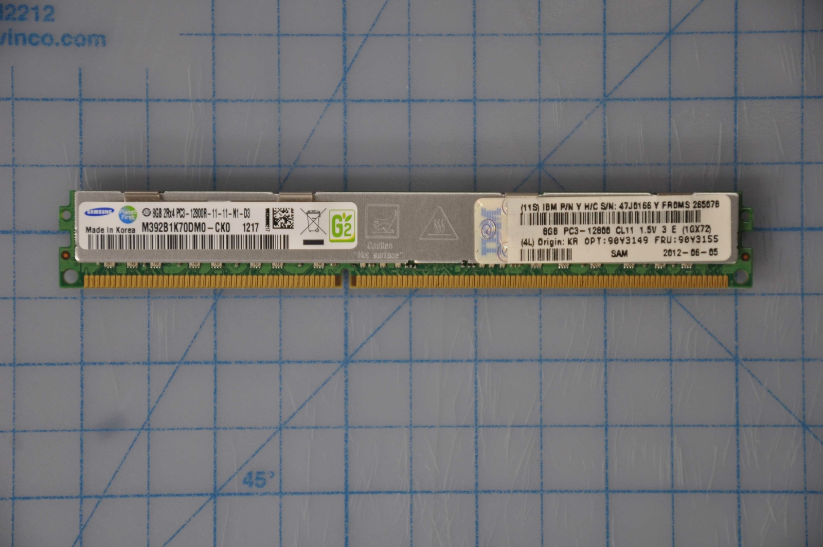 IBM Server Memory  8GB PC3-12800 DDR3-1600 2RX4 1.5V, 90Y3155