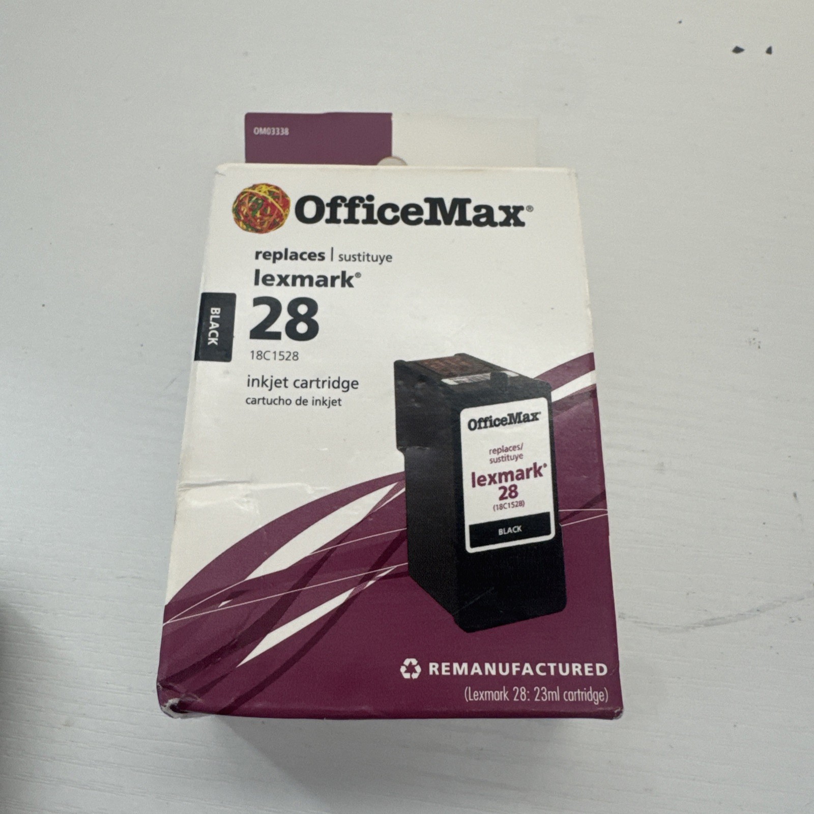 Office Max New Lexmark 28 Black Ink In Box
