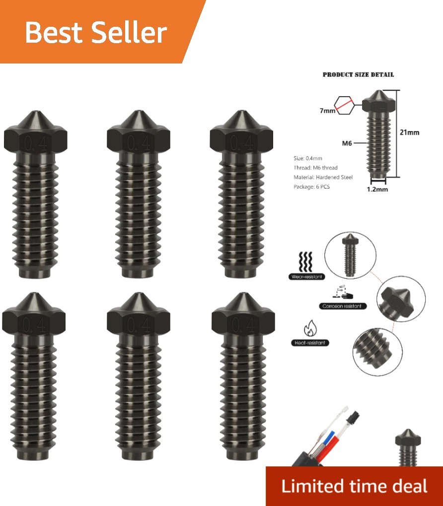 High-Temperature 0.4mm Hardened Steel Nozzle Set for Kobra 2 Series 3D Printers