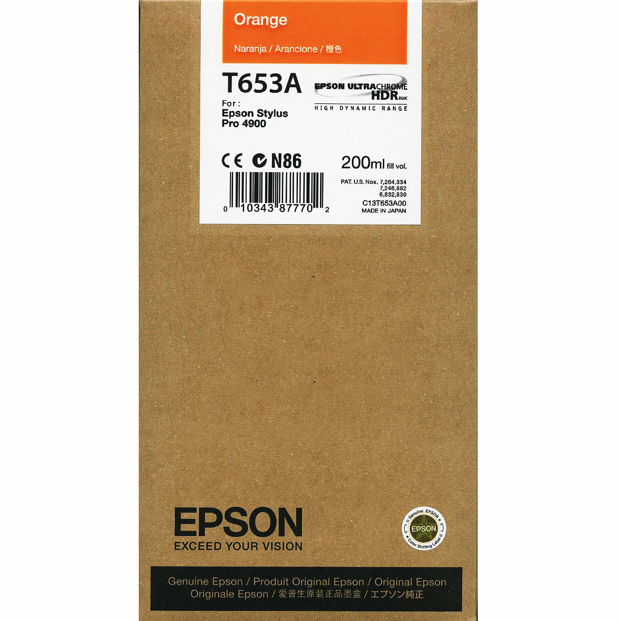Genuine Epson T653A Orange Ink Cartridge for Stylus Pro 4900