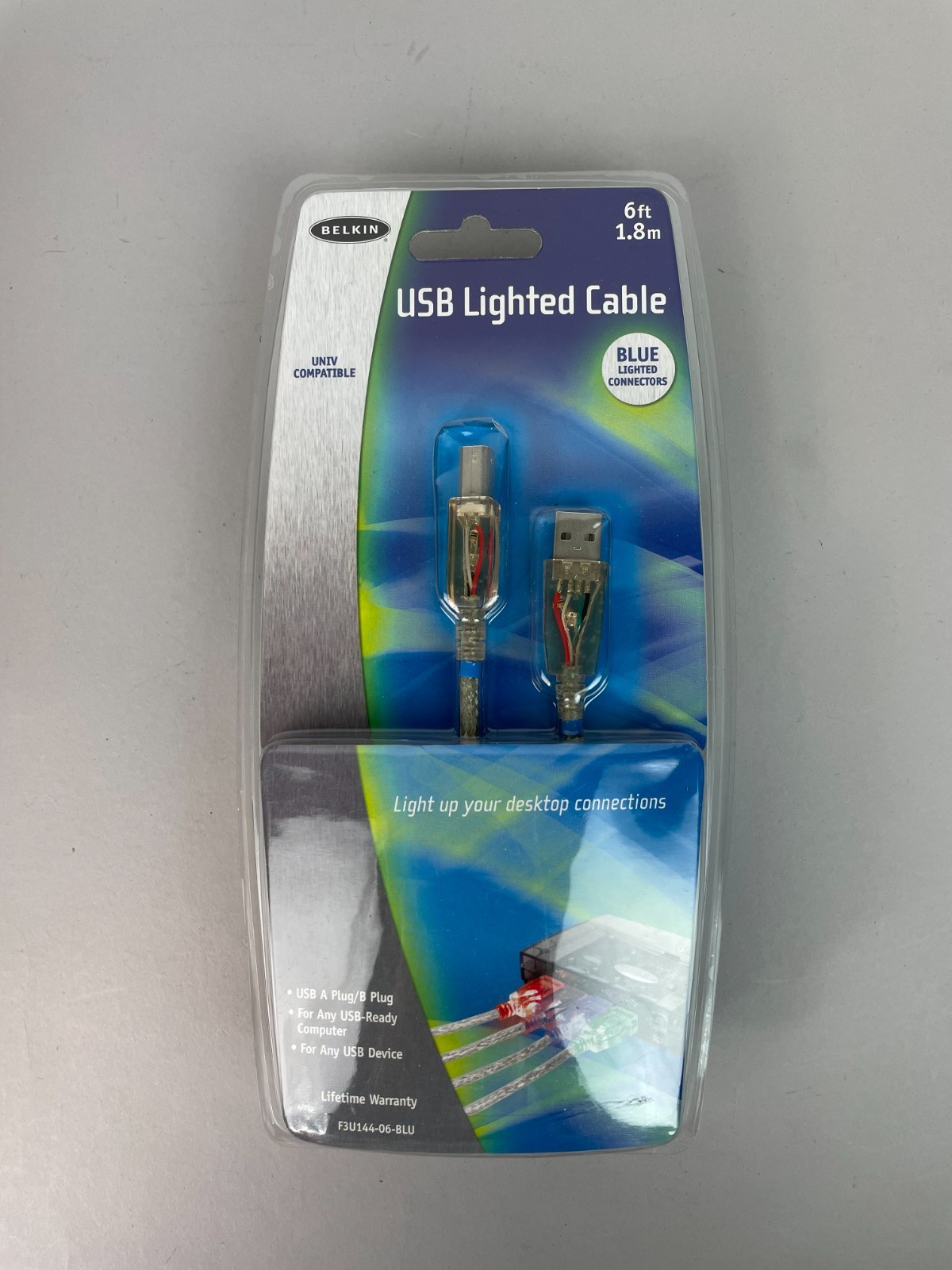 NEW Belkin USB Lighted Cable USB A /B 6 ft, 1.8m