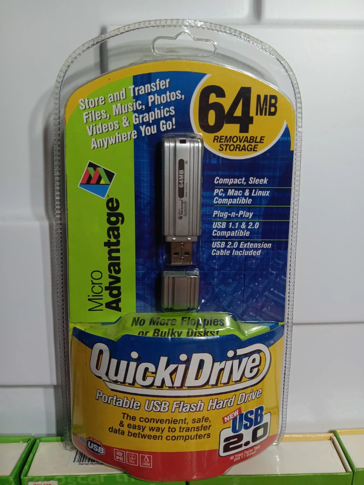 QuickiDrive Micro Advantage 64MB USB 2.0 Flash Drive Portable Storage PC Mac
