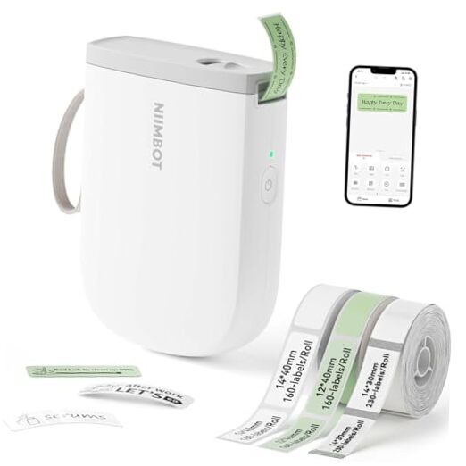  D11 New Version Label Maker Machine with 3 Rolls Tape, 300DPI White D11H Set