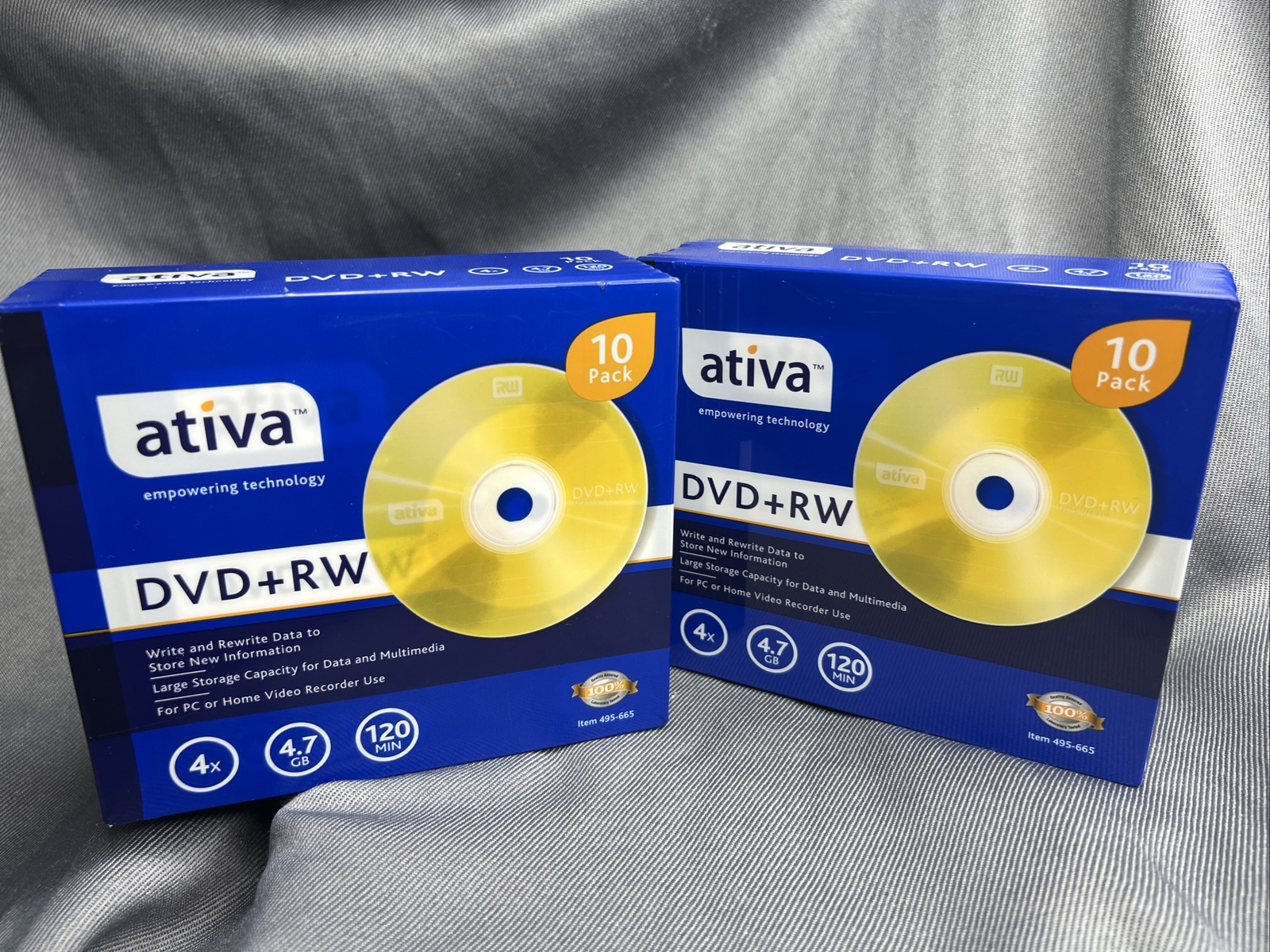Ativa Blank 4X DVD-RW Logo Branded 4.7GB 120 min Rewritable DVD Disc- 2Pk