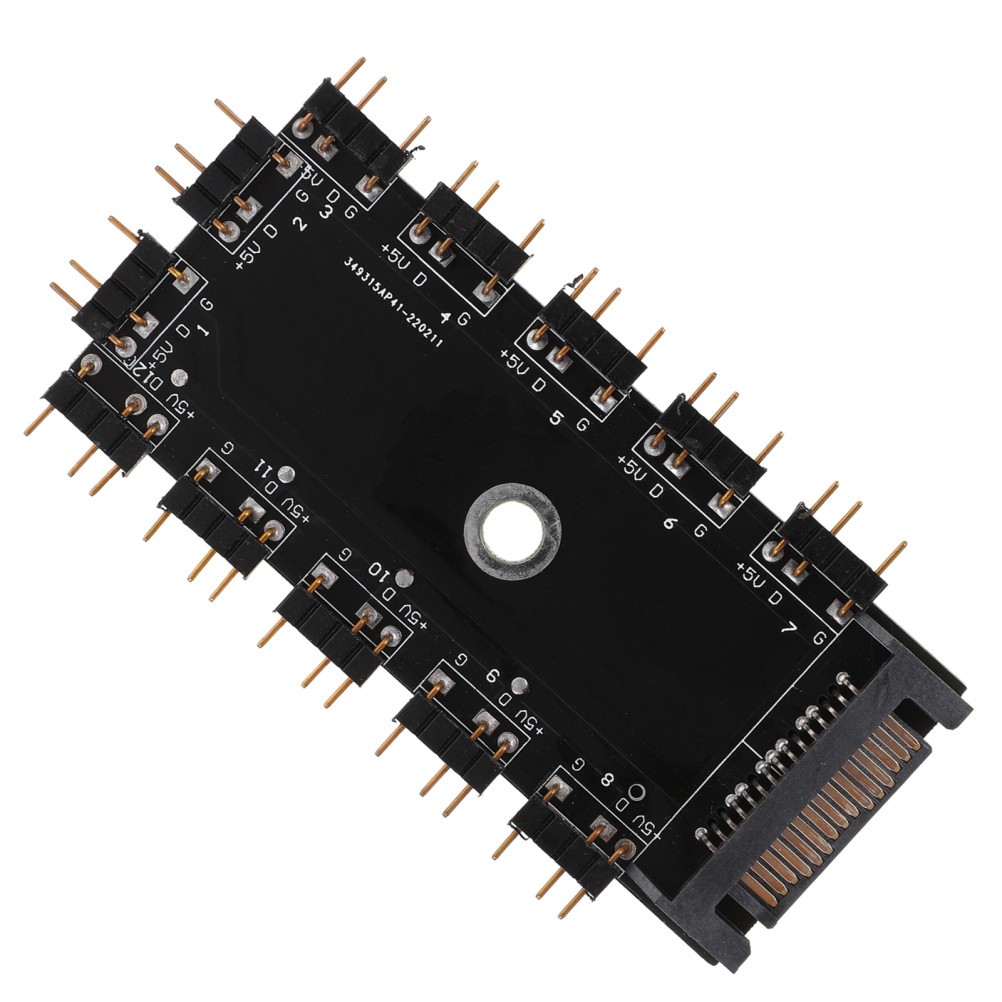 Black Durable Pc Fan Hub Controller Multi-Use Rgb Argb Computer Accessory