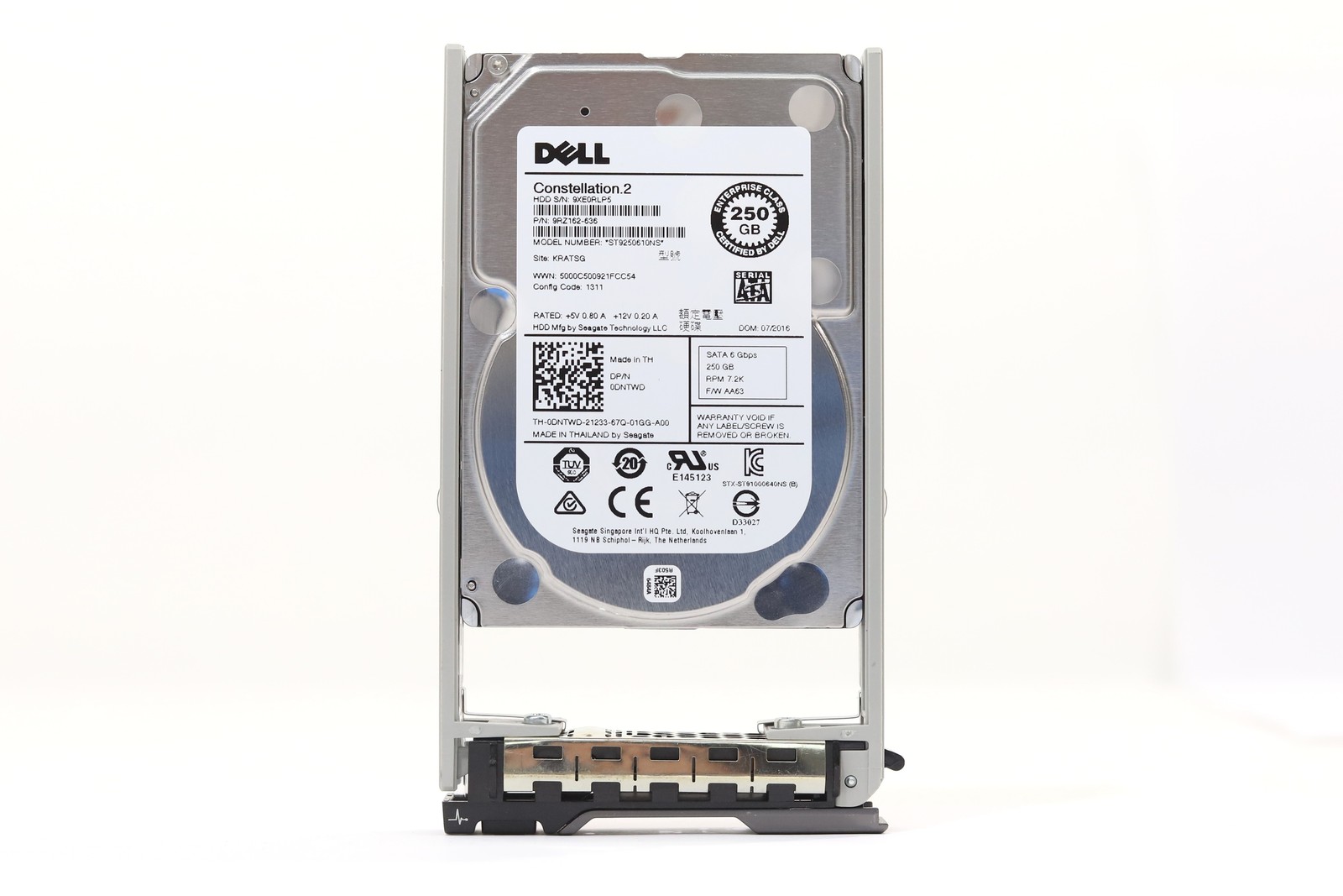 Dell ST9250610NS 250GB 2.5" 6Gb/s 64MB 7.2K RPM SATA HDD W/Caddy Dell P/N:0DNTWD