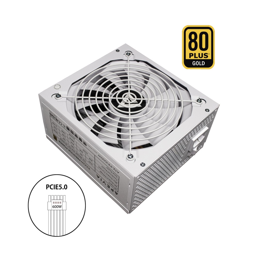 Apevia ATX-PR1000W-WH PCIE 5.0  &  ATX 3.0 Prestige 1000W 80+ Gold Power Supply