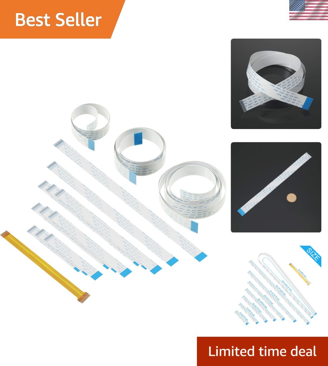 15 Pieces Flexible Ribbon Cable Set, Compatible with Raspberry Pi Camera, Inc...