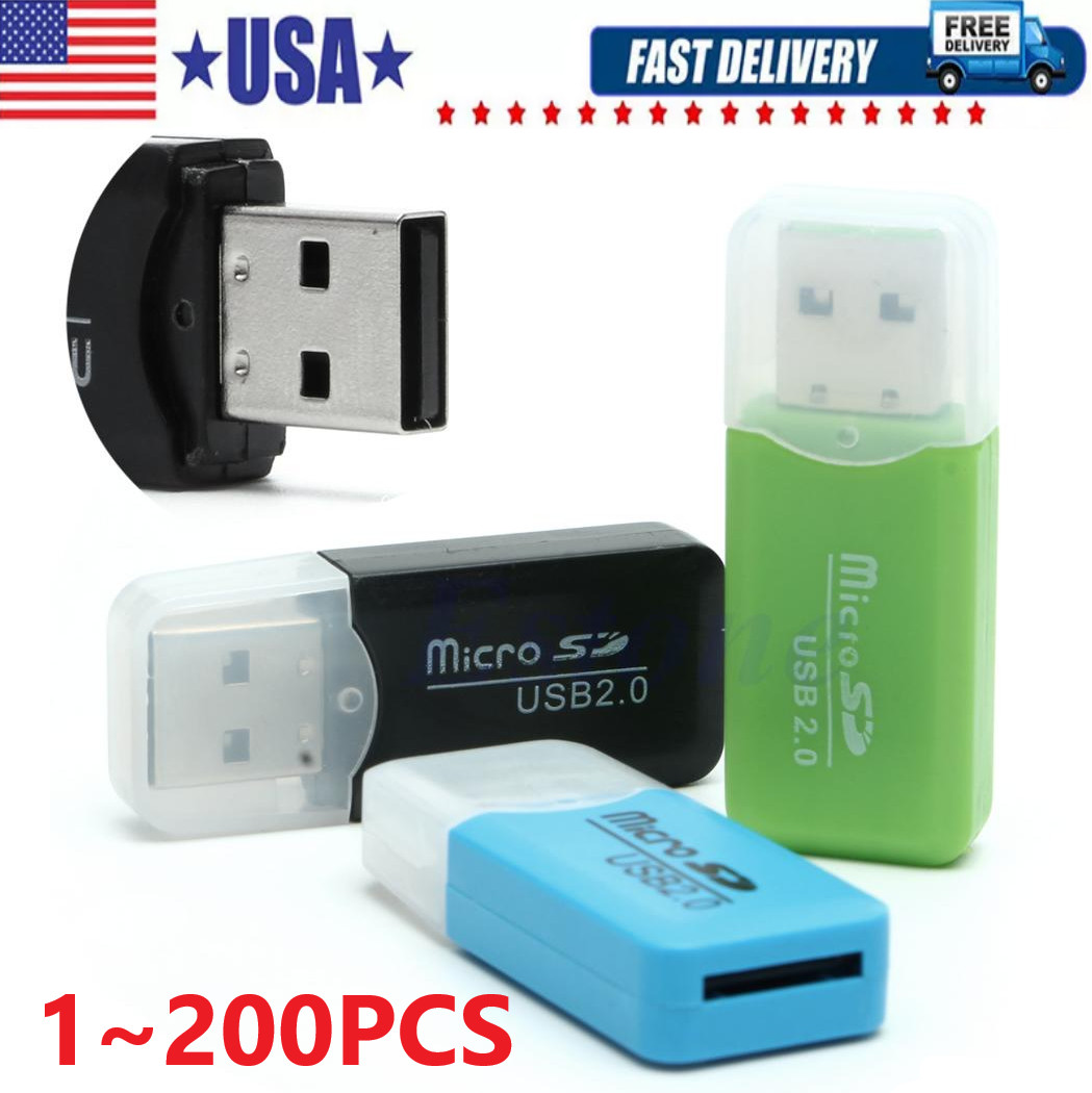 USB 2.0 Micro SD SDHC TF Card Reader Memory Adapter for PC Laptop Camera Lot