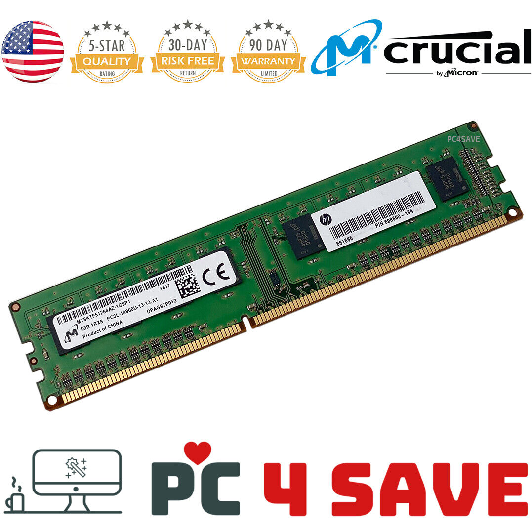 Micron Crucial 4GB DDR3 1866 MHz 1Rx8 PC3L-14900U DIMM 240P 1.35V Desktop Memory
