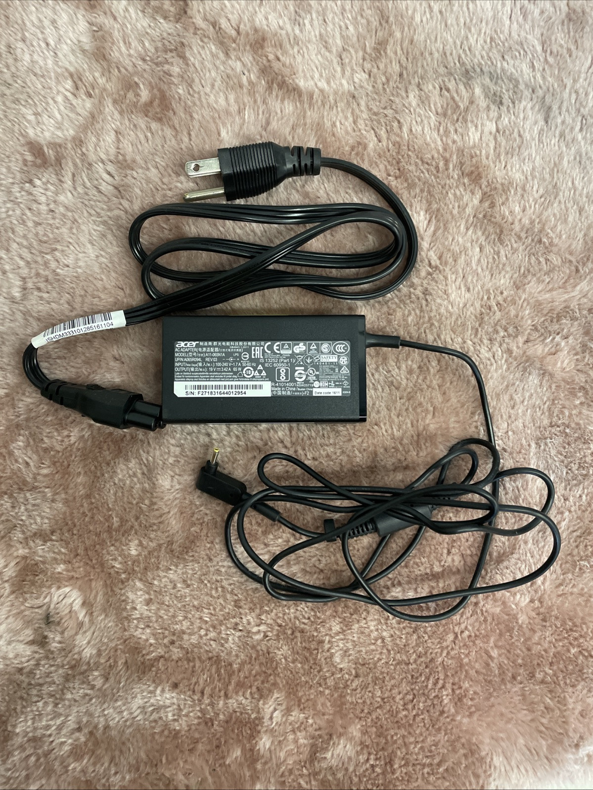 ACER A11-065N1A 19V 3.42A 65W Genuine Original AC Power Adapter Charger