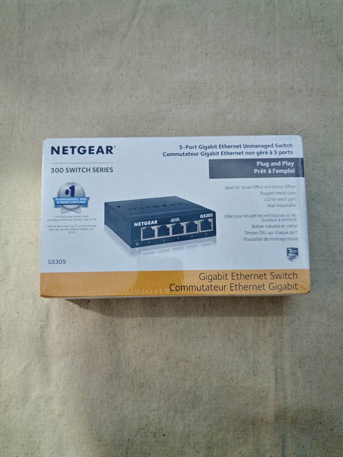 NETGEAR 5-Port Gigabit Ethernet Unmanaged Switch (GS305) - NEW