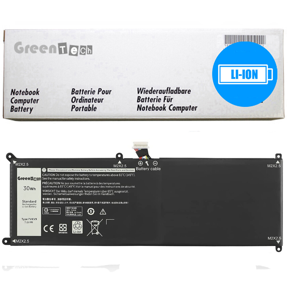 GREENTECH 7VKV9 BATTERY FOR XPS 12 9250 LATITUDE 12 7275 30WHR V55D0 9TV5X