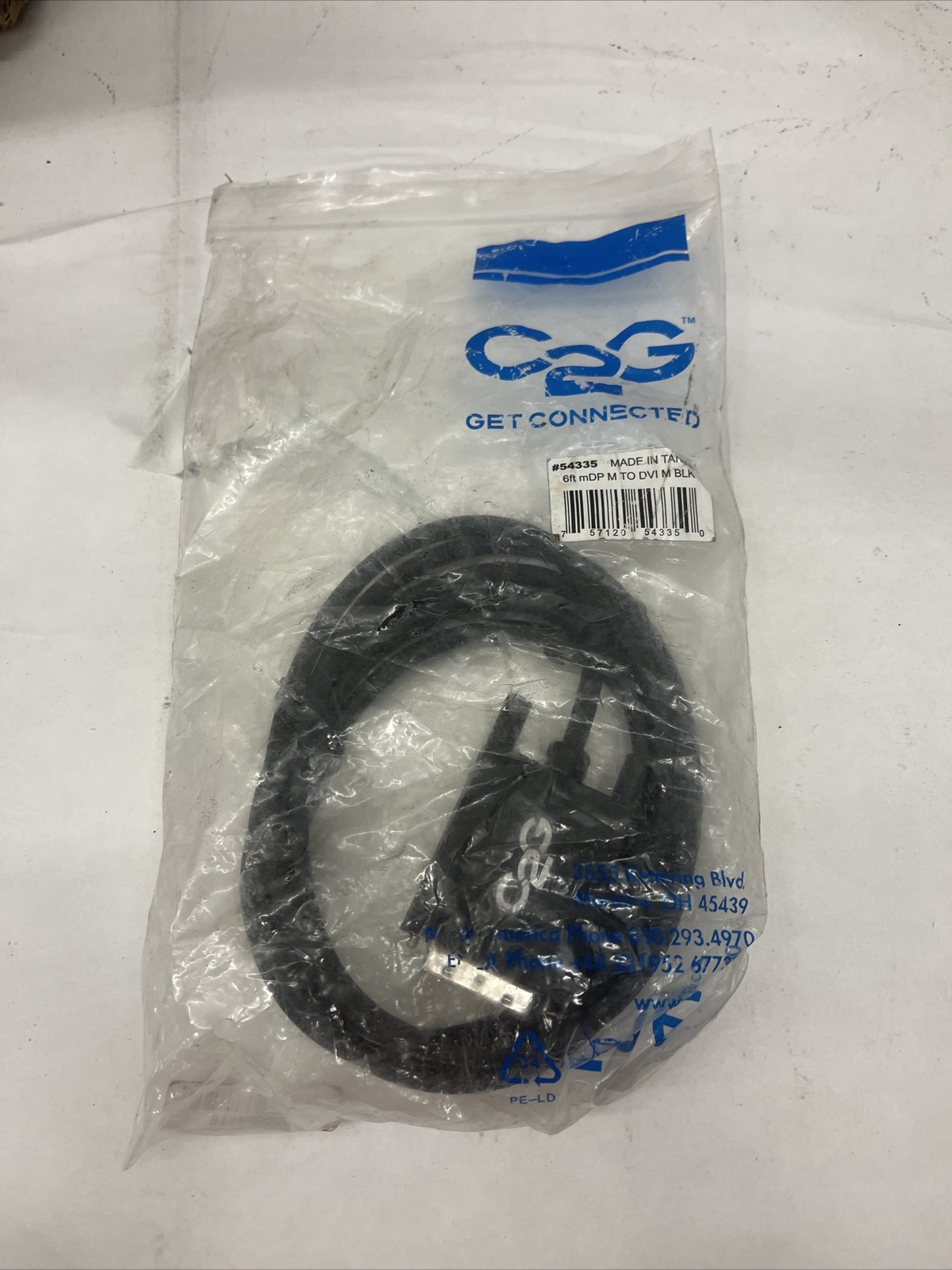 C2G 54335 6ft Mini Display Port Male to Single Link DVI-D Male Adapter Cable 