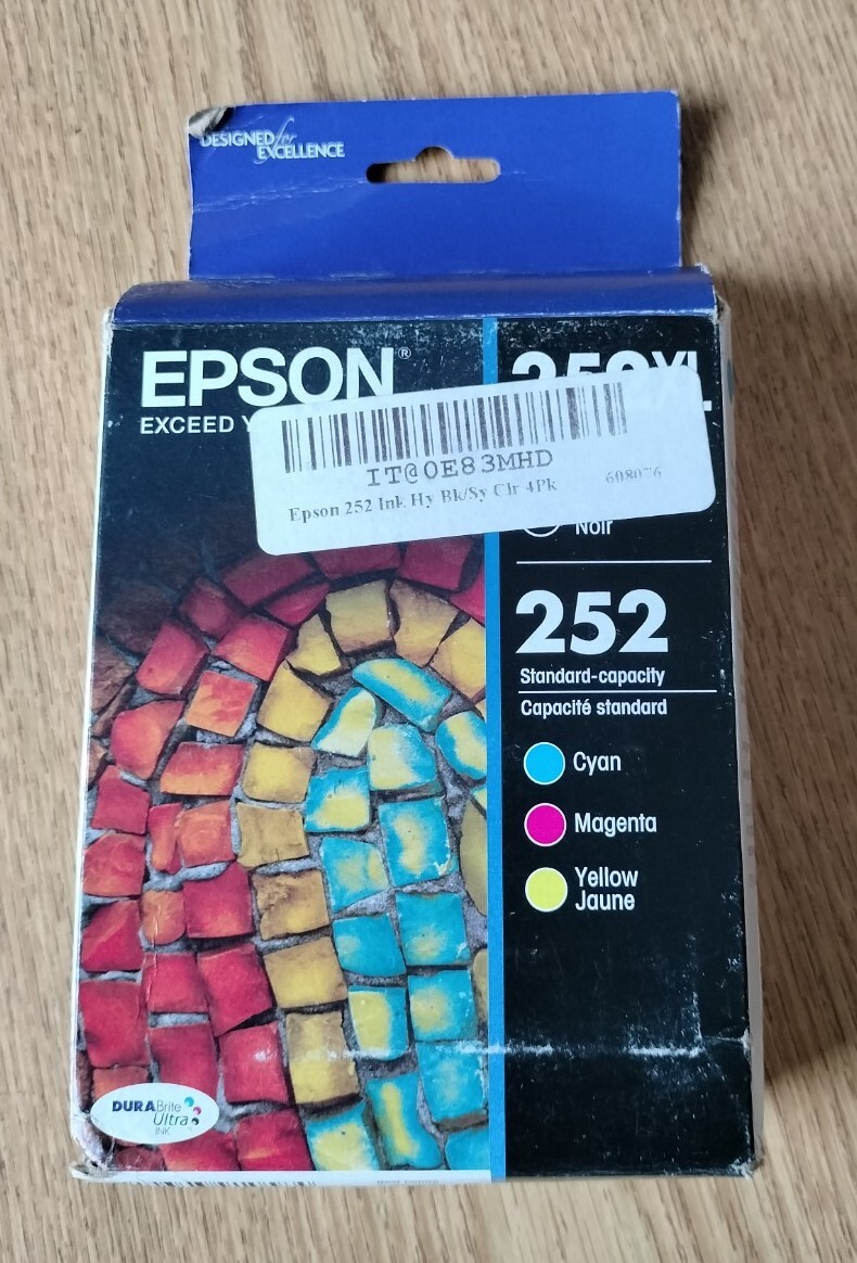 NEW SEALED Genuine Epson 252XL Black & 252 Color Inks  T252XL-BCS  Exp 03/2023