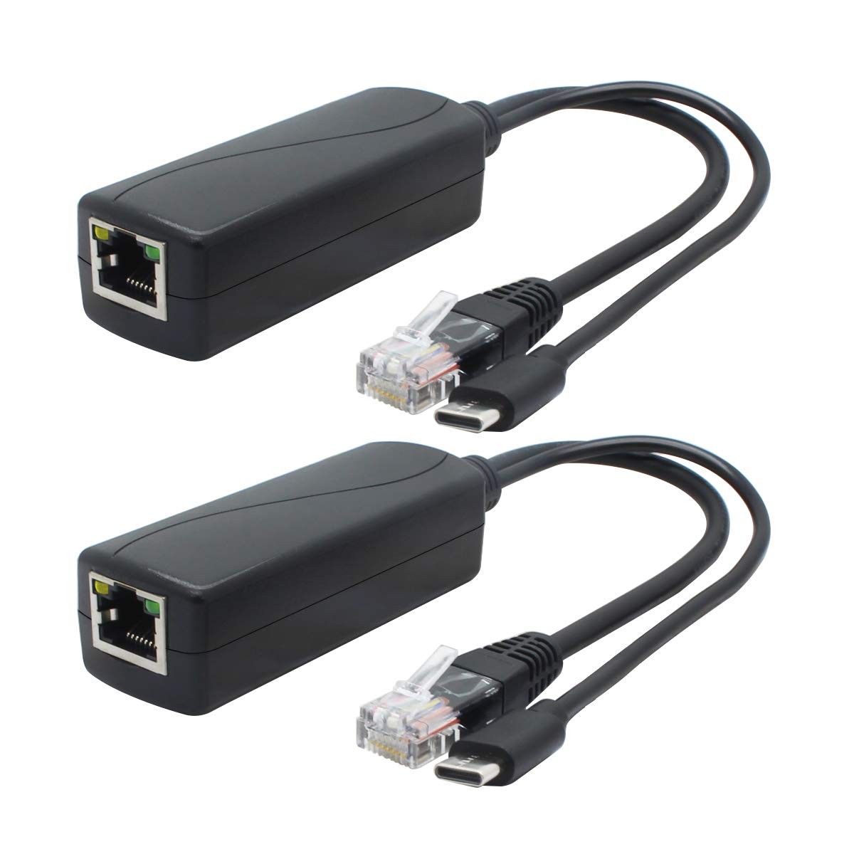2-Pack 5V PoE Splitter, USB , 48V to 5V 2.4A, IEEE 802.3af Compliant, 10/100Mbps