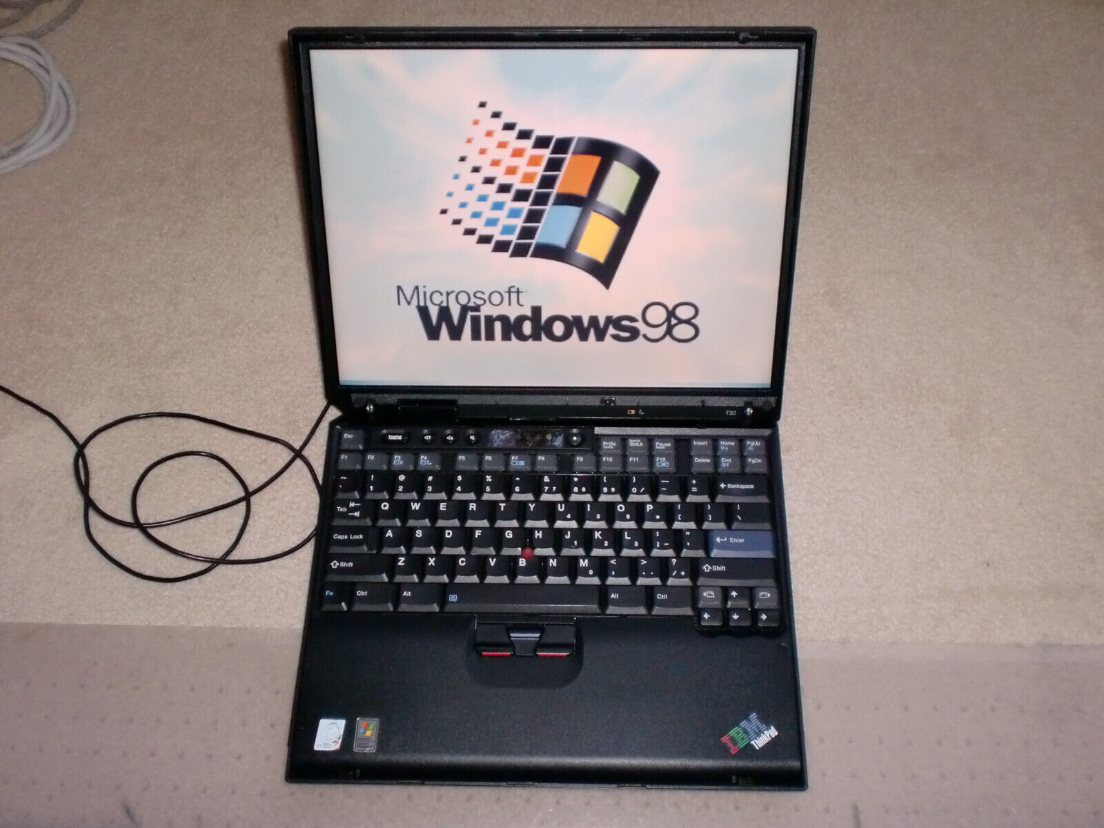 Vintage IBM Thinkpad T30 Laptop Windows 98 & XP Dual Boot, Gaming, Works Great