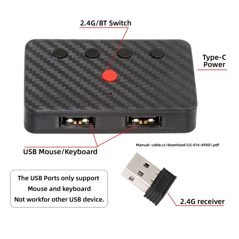 USB to Bluetooth 5.3 Adapter for Conversion Wired Keyboard and Mouse to Wireless