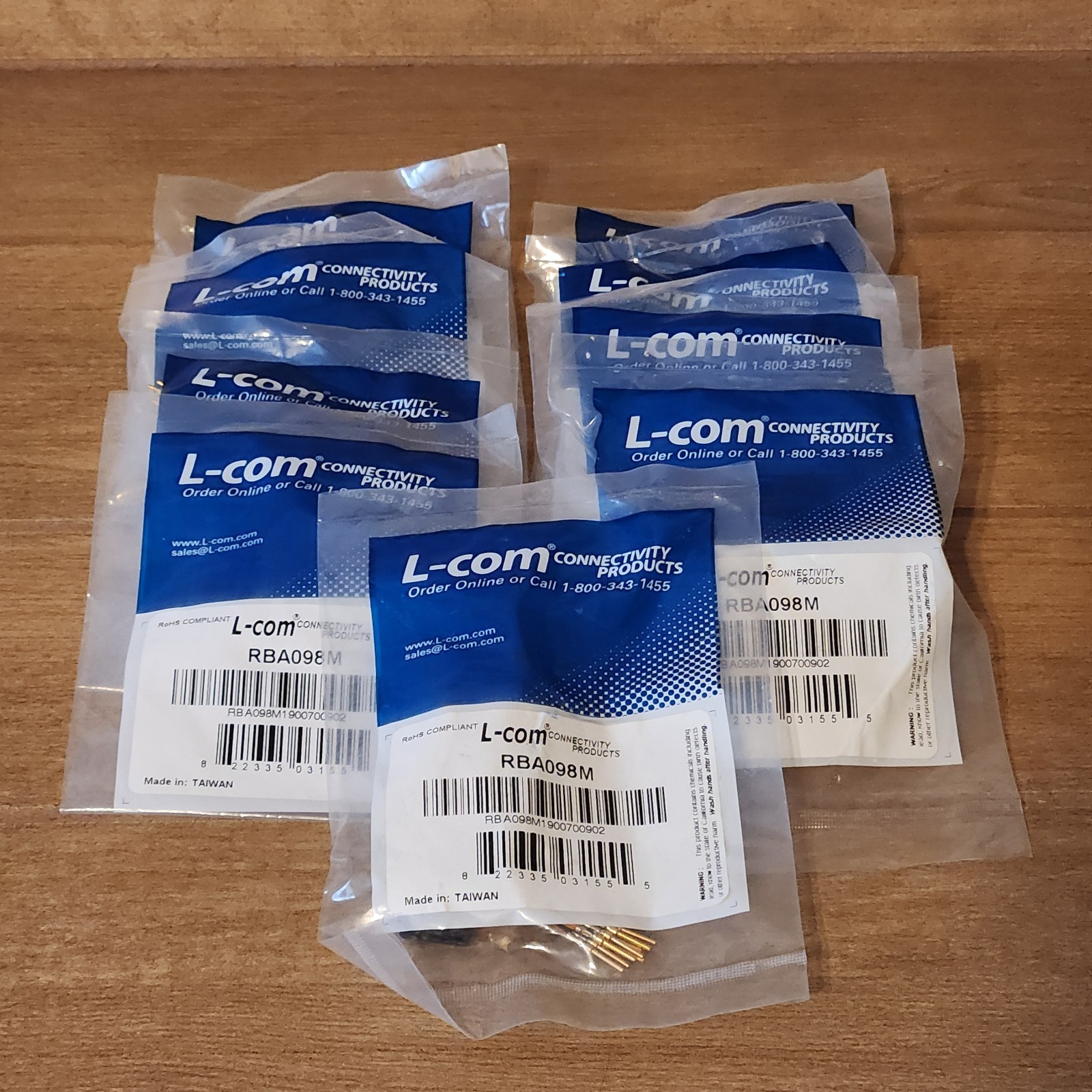 ​Lot of 9 L-com RBA098M Modular Adapter DB9 Male to RJ45 Serial Gender Changer