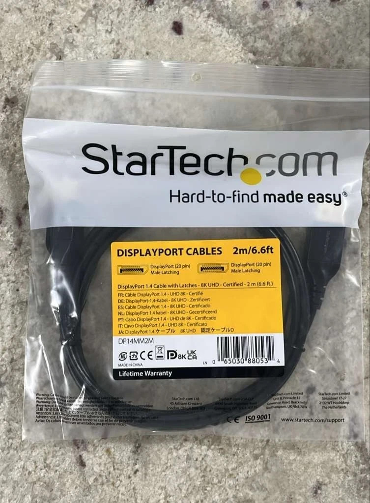 Pack of 5 - StarTech Display Port 1.4 Cable UHD  2m 6.6ft DP to DP 8K