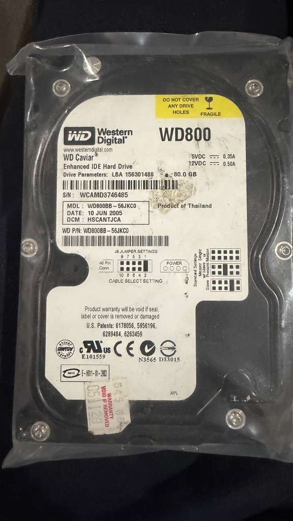 WESTERN DIGITAL WD WD800BB-56JKC0 80GB IDE HARD DISK DRIVE