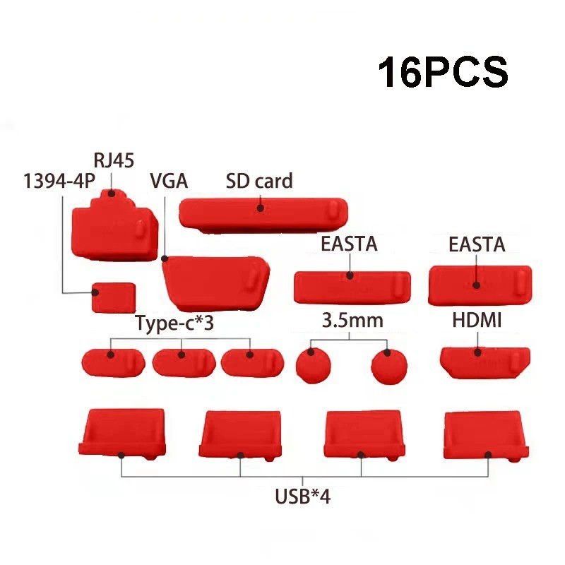 16PCS Silicone USB Dust Plug Set Laptop Computer Port Protector Anti Dust