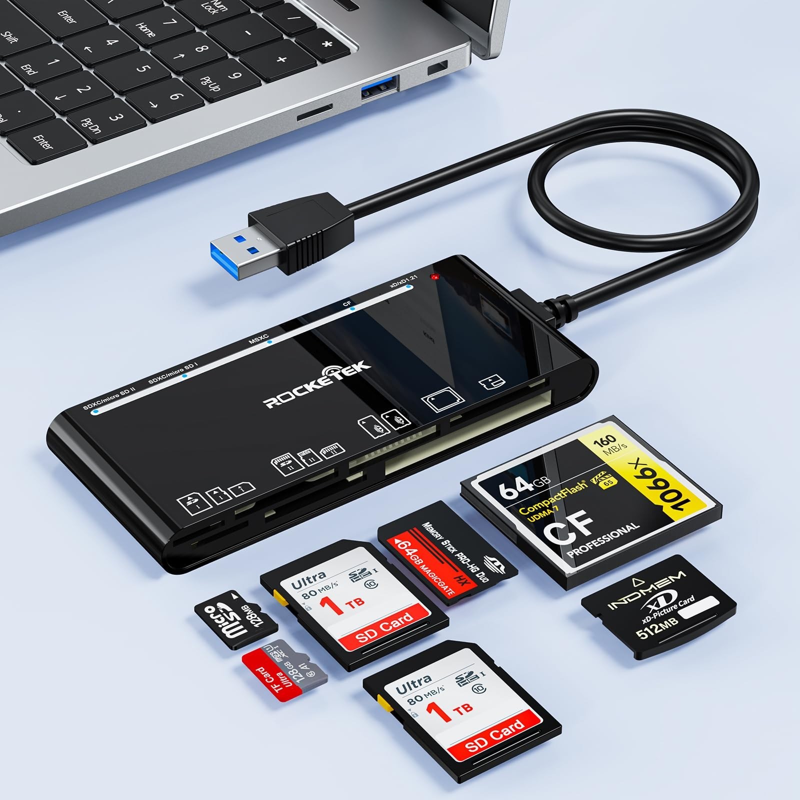 7-in-1 USB 3.0 Multi-Card Reader Hub - Fast 5Gbps for SD/TF/CF/Micro SD Cards