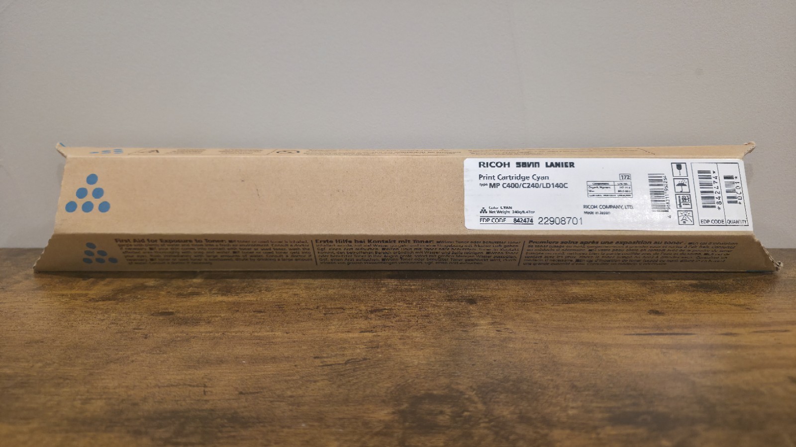 NEW-Genuine Ricoh 842474 (841725) Cyan Toner Cartridge OEM Product. 