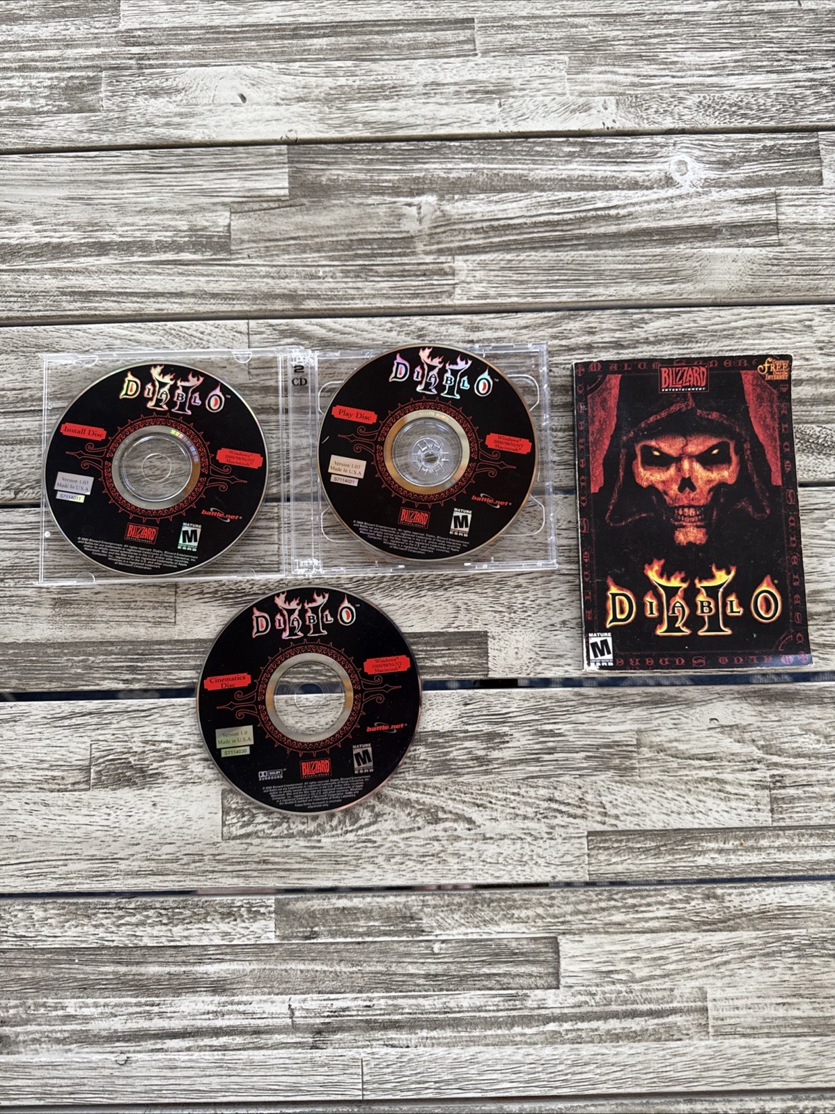 Diablo II 2 PC Game 2000 Blizzard Entertainment Vintage 3 Disc Set - WORKS