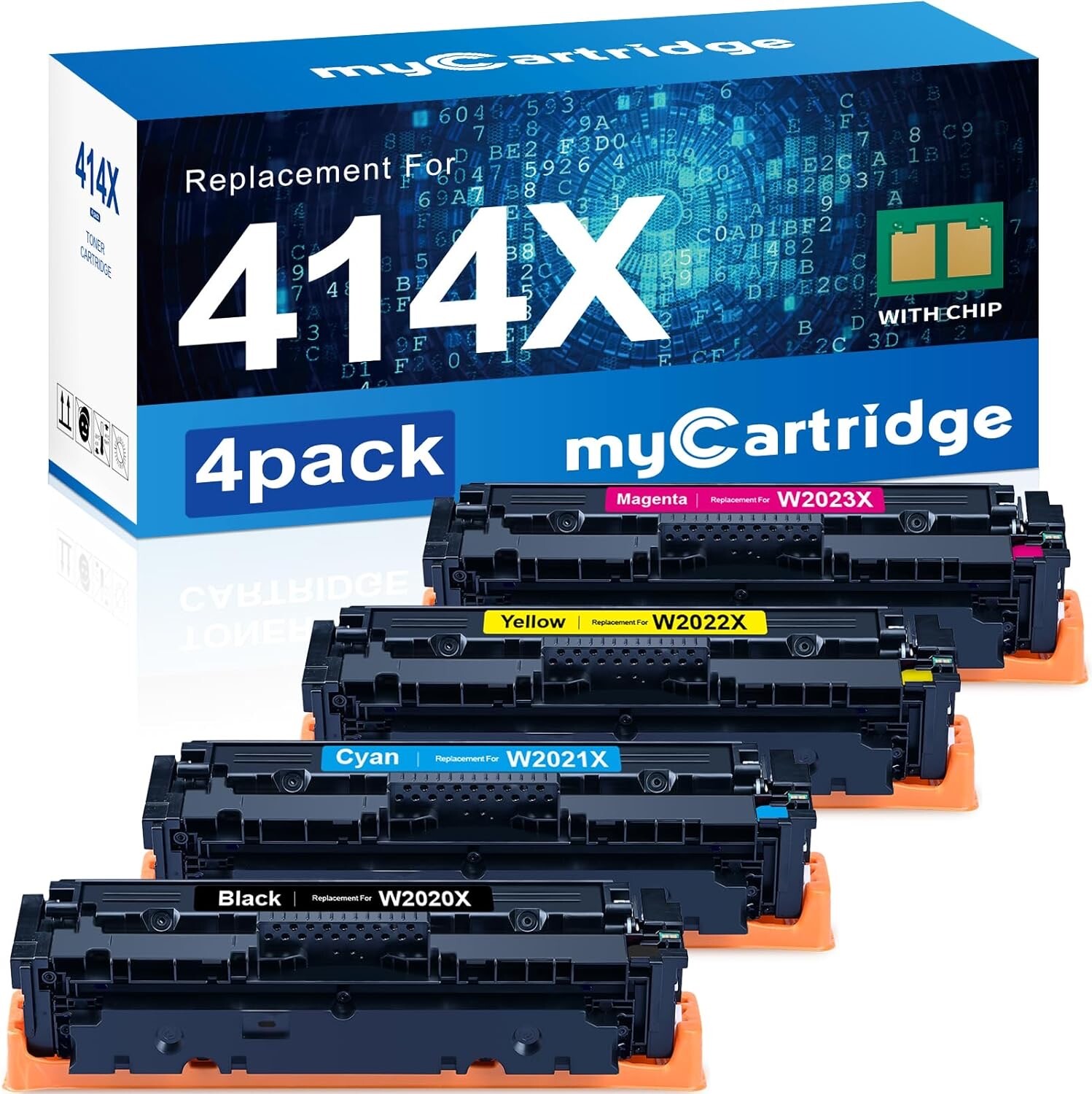 4x 414X Compatible Toner Cartridges with CHIP for HP M454, M479, M455, M480