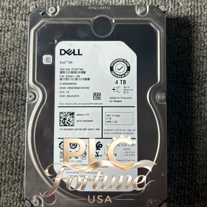 New Dell 0W5M2R W5M2R ST4000NM0295 4TB 7.2K SAS 12Gb/s 3.5" HDD Hard Drive