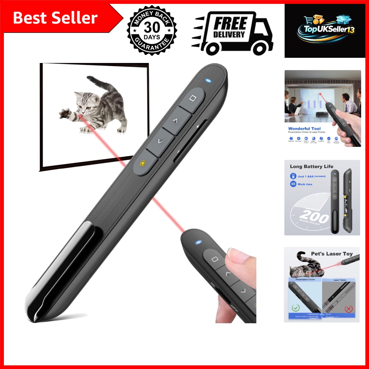 Presentation Clicker for PowerPoint, Wireless Presenter with Volume Control