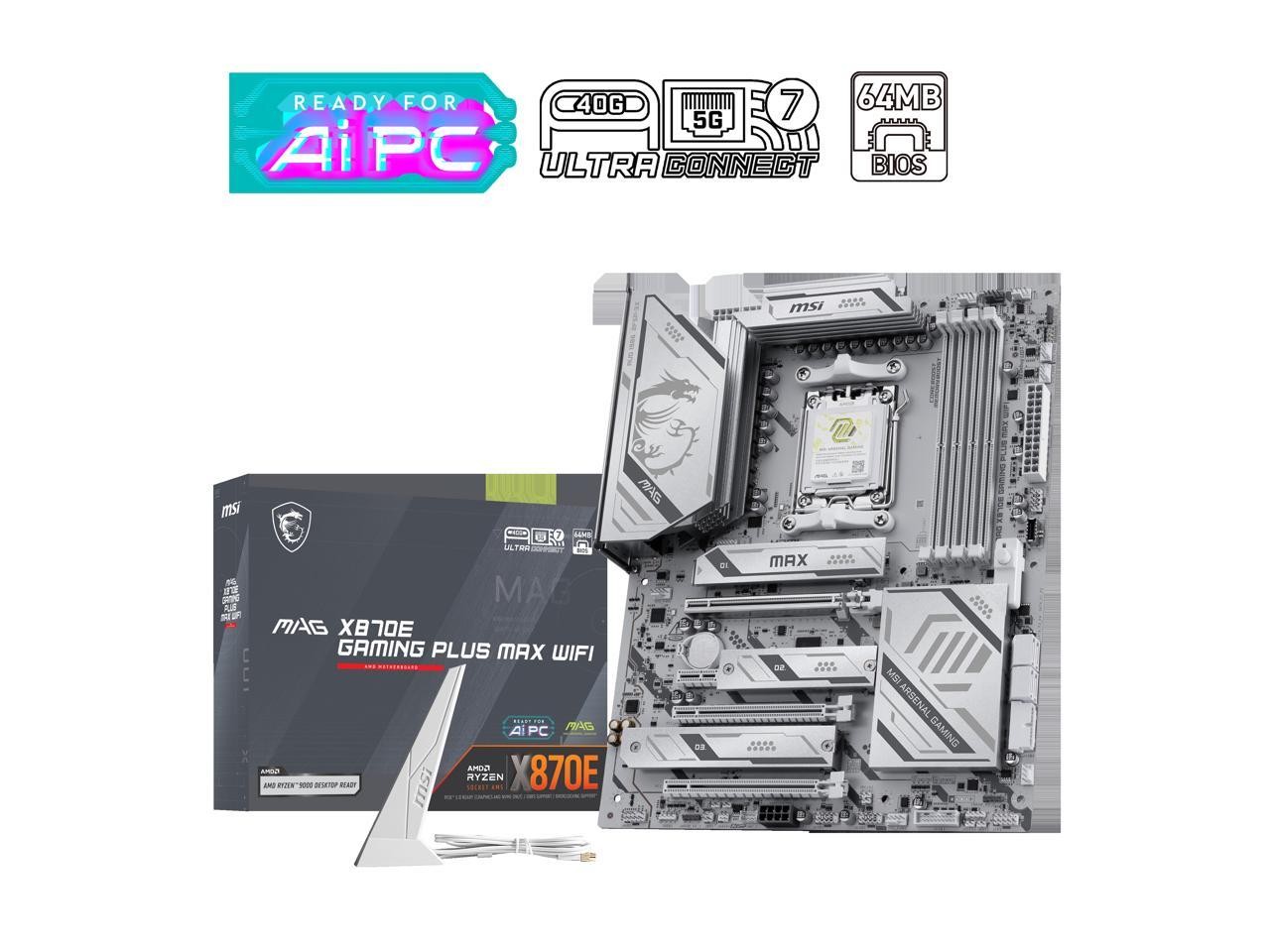MSI MAG X870E GAMING PLUS MAX WIFI Motherboard, ATX - Supports AMD Ryzen 9000 /