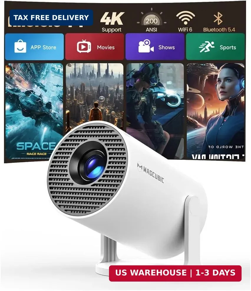 Magcubic Mini Projector with WiFi and Bluetooth, 4K Support Smart Portable Proje