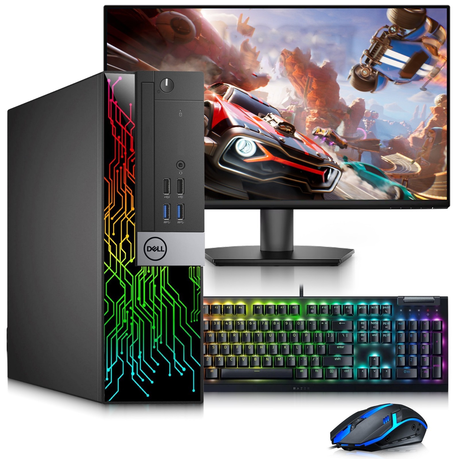 Dell RGB Gaming Desktop PC i7-6th 32GB RAM 1TB SSD 1TB HDD 24”LED AMD RX-550 W11
