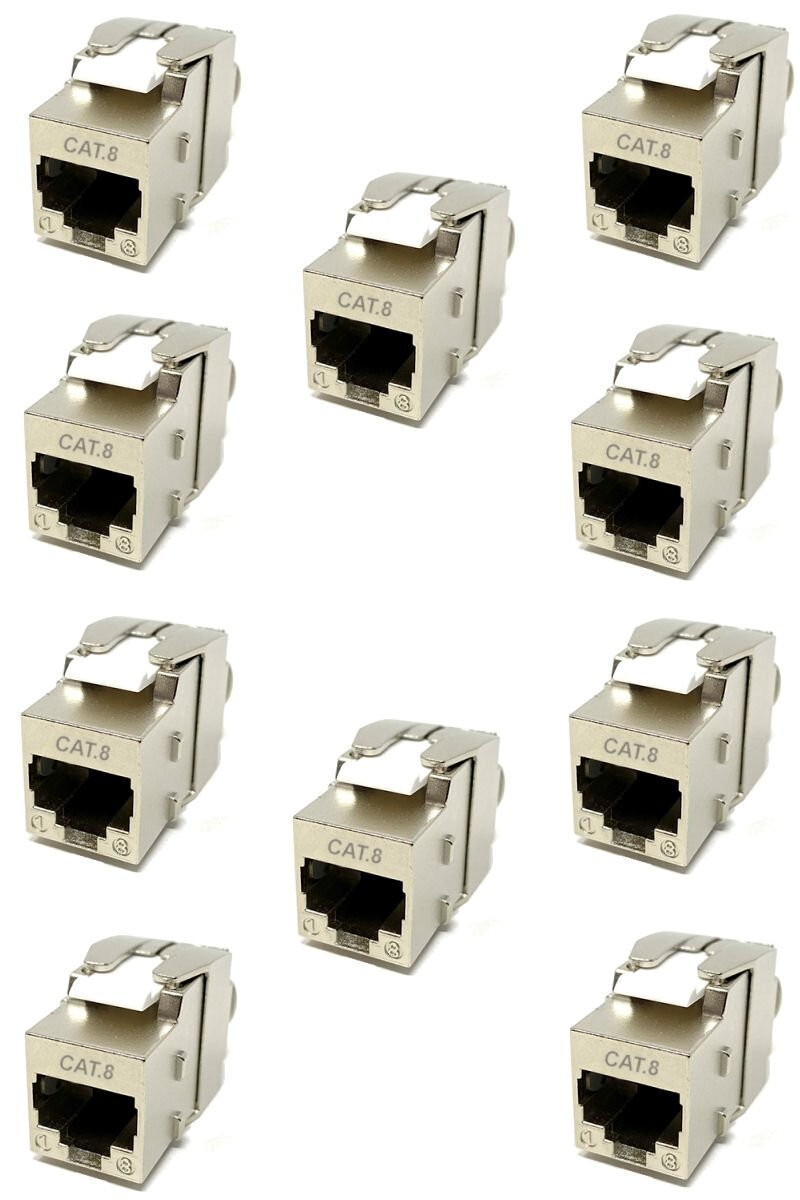 10x PCS CAT8 Shielded Keystone Insert RJ45 Ethernet Network Jack Extender 40Gbps
