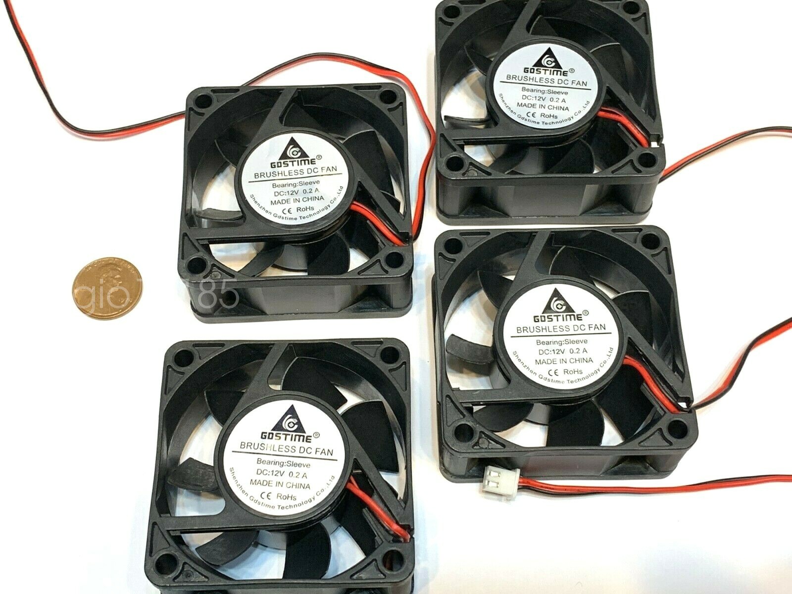 4 pieces Computer case 2Pin 6025 DC Fan 12V 6cm 60x60x25mm Motor Cooling