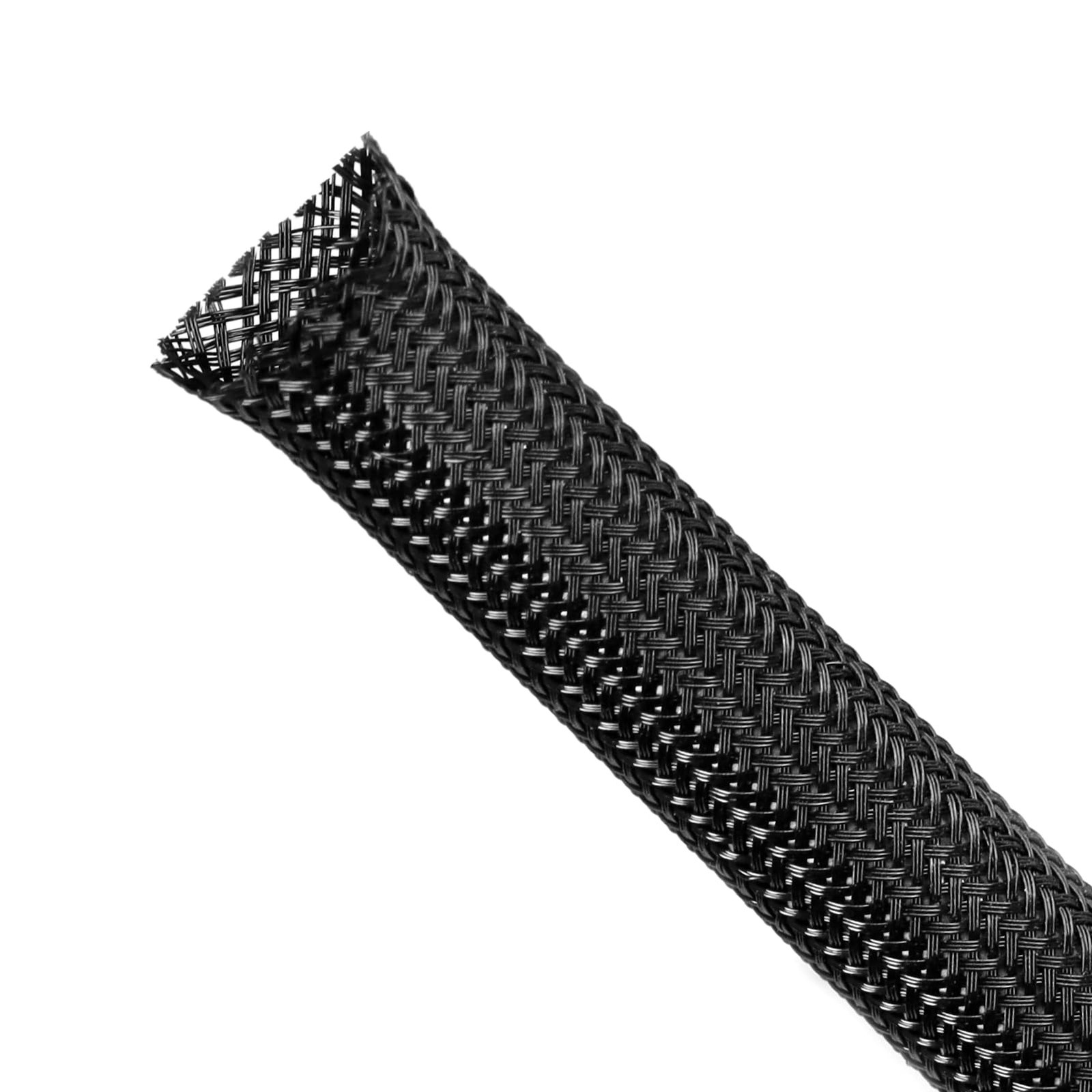 Kelepu Expandable Braided Cable Sleeving, Black 1" x 25ft