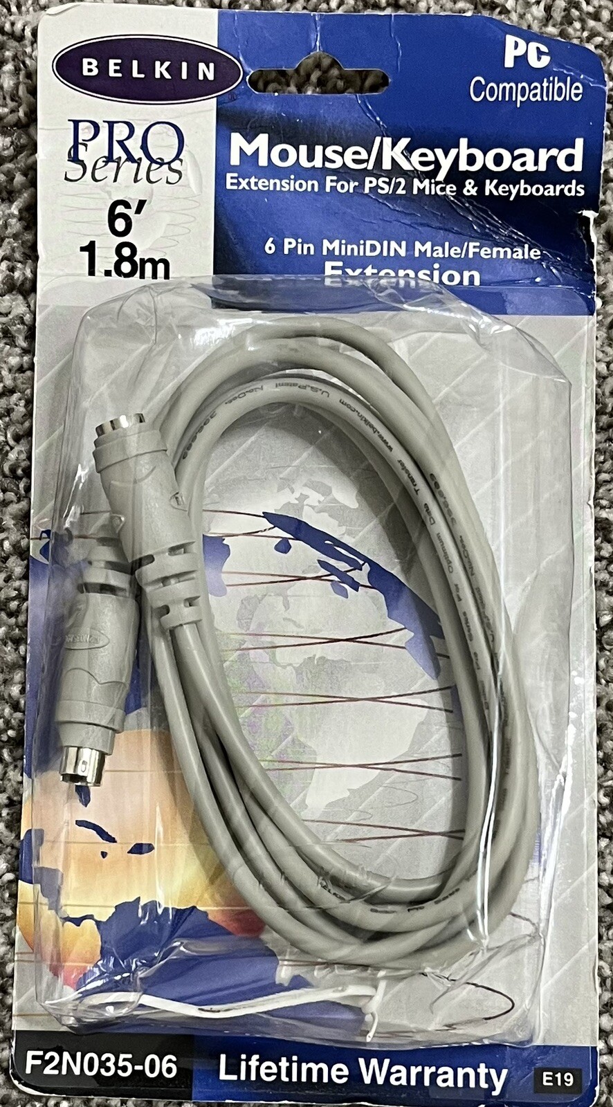 Belkin Pro 6 Ft Mouse Keyboard Extension for PS/2 F2N035-06 6-Pin MiniDIN