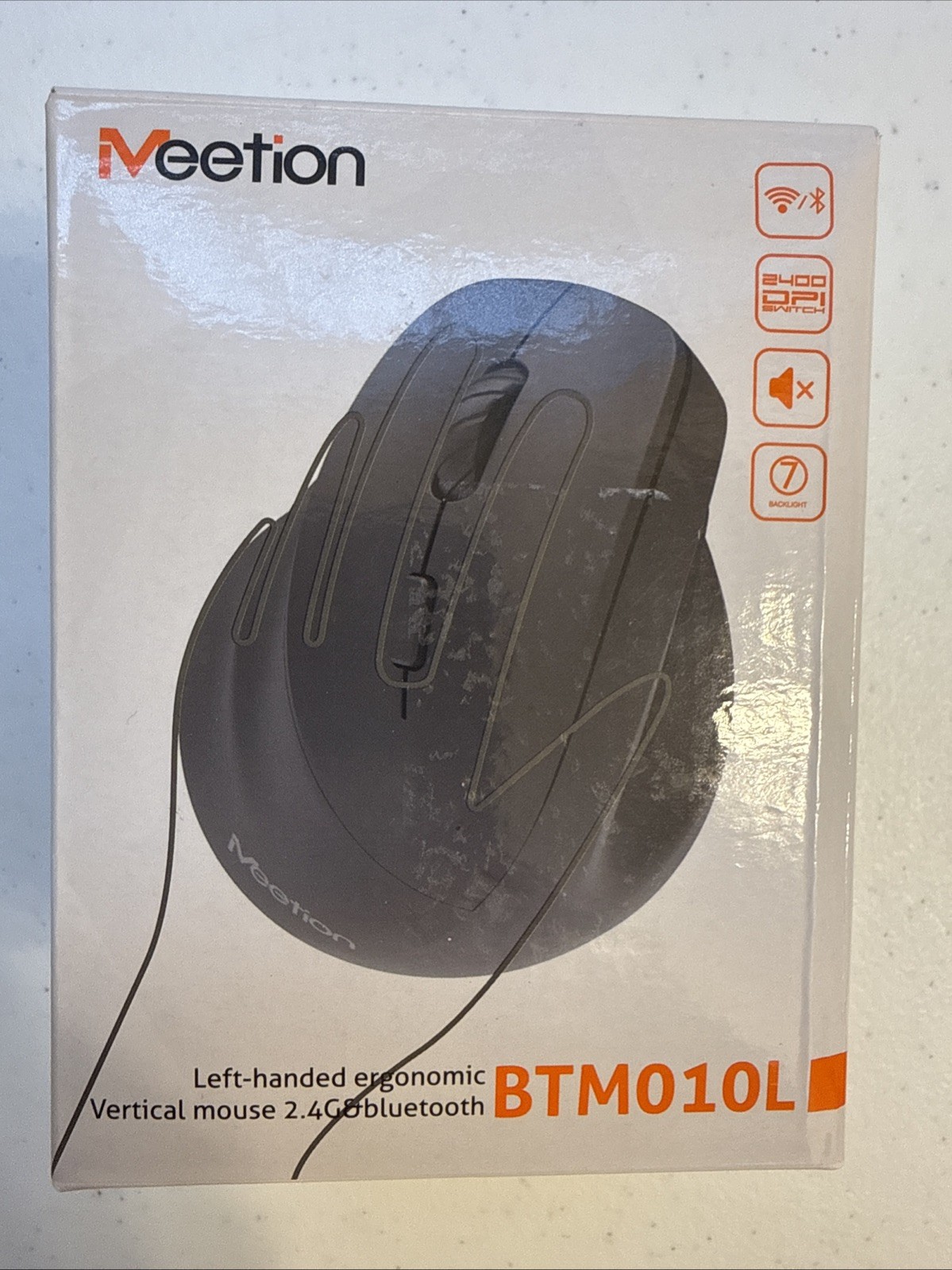 Iveetion Left Handed Ergonomic Vertical Mouse 2.4G Bluetooth BTM010L Brand New