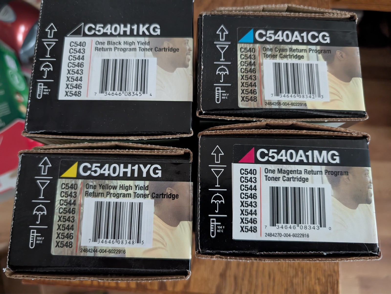 4 Lexmark Toners C540H1KG C540H1CG C540H1YG C540H1MG  New Sealed