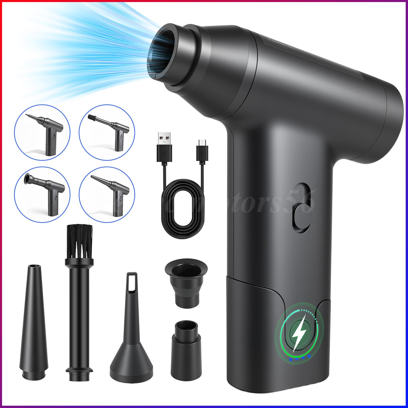Compressed Air Duster 300000RPM, Cordless Electric Duster Brushless Motor 2-in-1