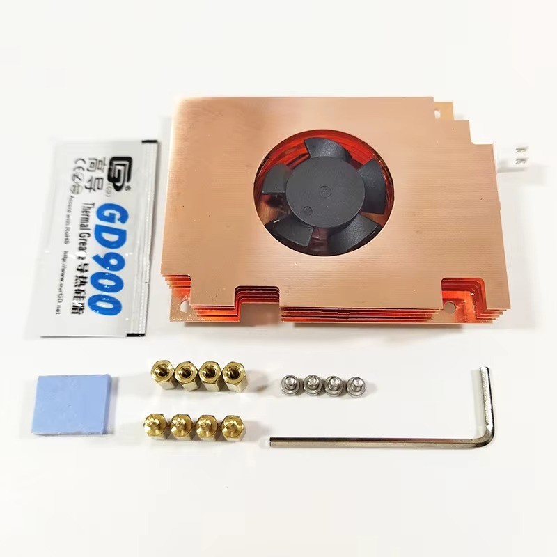 NBcooler Copper Heatsink Active Cooling Fan for Radxa Dragon Q6A SBC