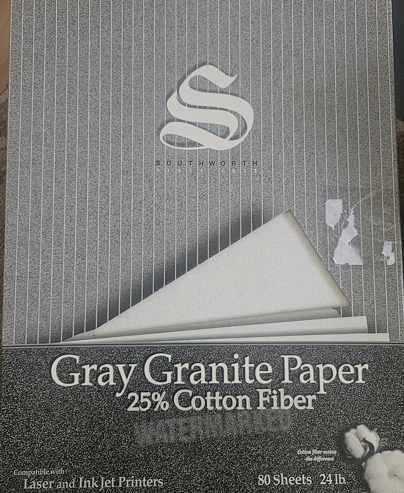 Southworth Gray Granite  Business Paper 24lb 80 Sheets 25% Cotton P914C