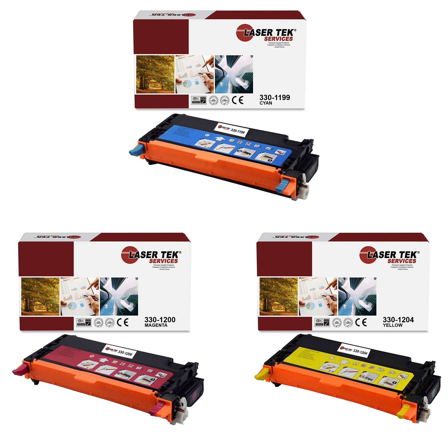 3Pk LTS 3130 C M Y Compatible for Dell 3130 3130CN 3130CND Toner Cartridge